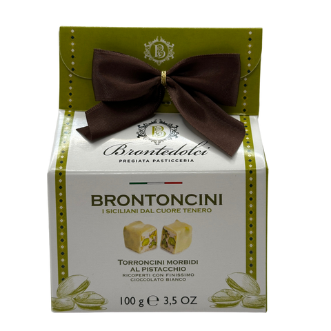 Brontoncini Torroncini Morbidi al Pistacchio – Pistaziennougat mit weißer Schokolade (100 g)